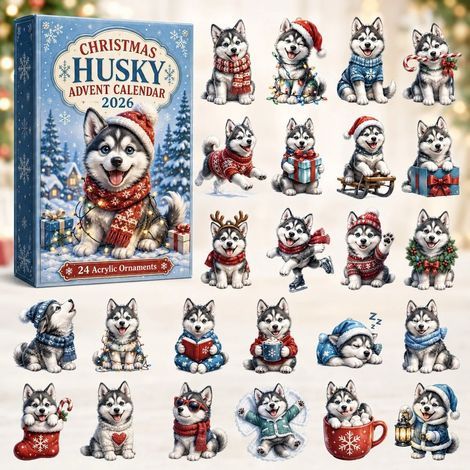 Calendario dell'Avvento di Natale con Husky 2026 - Scatola a sorpresa 2D