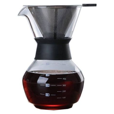 Caffettiera in vetro con filtro in acciaio inox e guarnizione in gomma, capacità 600 ml. (1/2)