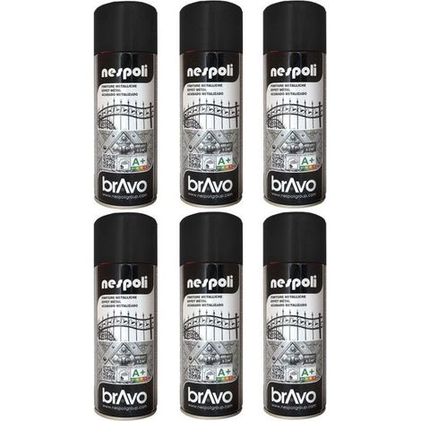 Lot de 6 bombes de peinture professionnelle Nespoli - noir métallisé