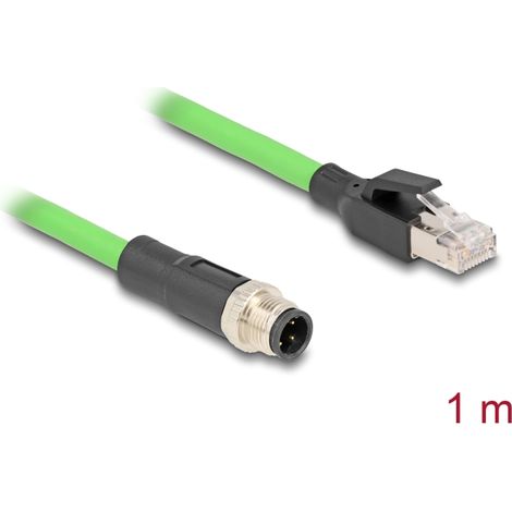 Delock Cable M12 codificado D 4 pin macho a RJ45 macho PUR (TPU) 1 m