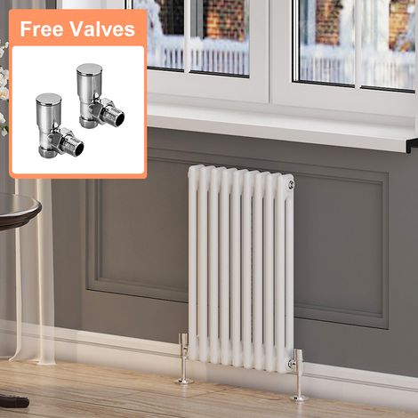 ELEGANT Cast Iron Radiator Horizontal Double Radiator Traditional Column Radiator Rads with Valves 600 x 420 mm