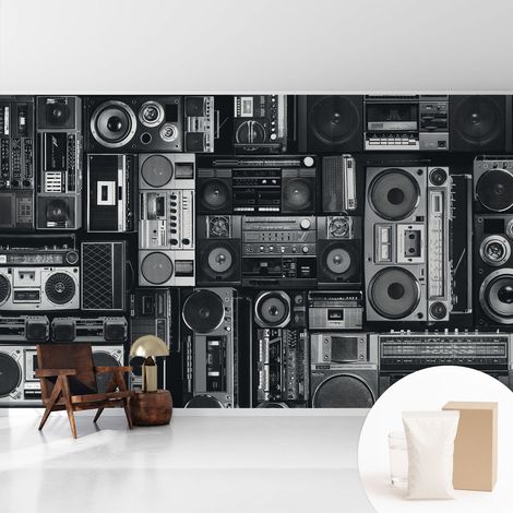 Papier peint intissé avec imprimé installation simple qualité excellente sans désordre - Colle incluse gratuite Radio rétro 416x254 cm (1/5)