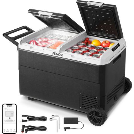 VEVOR 95 L Elektrische Kompressor Kühlbox, 12/24 V DC & 100-240 V AC Tragbare Autokühlbox mit Rollen & Griff, Gefrierschrank bis -20°C, Mini Kühlschrank für Auto, Wohnmobil, Lkw, Camping & Outdoor (1/5)