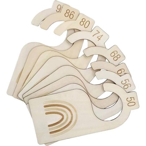 Séparateurs de placard pour vêtements de bébé - Organisateurs de vêtements - Aménagement de chambre de bébé - Lot de 8 pièces - 18 cm x 8 cm - Couleur bois (1/5)