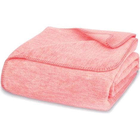 Couverture Douillette, Douce et Chaude, Ultra Moelleuse, idéale comme jeté de canapé, Plaid, Couvre-lit, 130 x 170 cm, Vieux Rose uni U1R (1/5)
