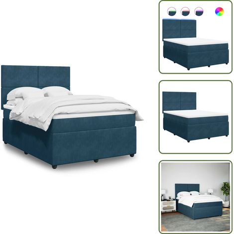 vidaXL Sommier à lattes de lit et matelas bleu 140x190 cm velours