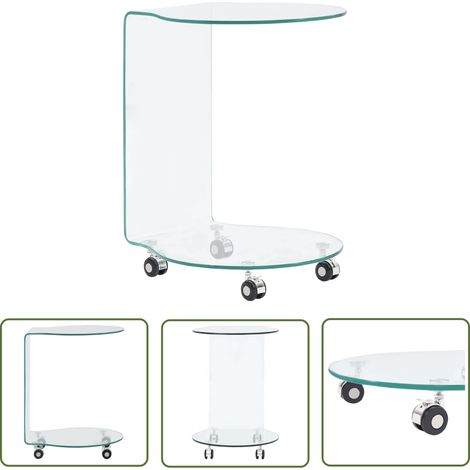 The Living Store Table basse 45x40x58 cm Verre trempé - Table Basse Design Moderne - Table Basse Verre Trempé - Meuble Salon Tendance - Table D'appoint Contemporaine - Table Basse Ronde Transparente (1/5)