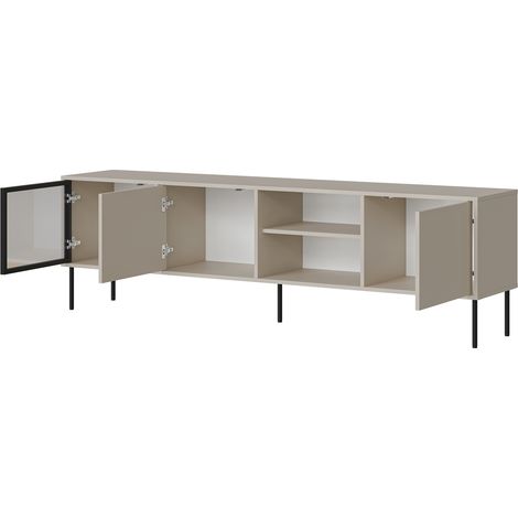 TV-Schrank Fiuggi, 1 Regal, 3 Türen, Glastür-Detail, 200x40x60h cm Beige