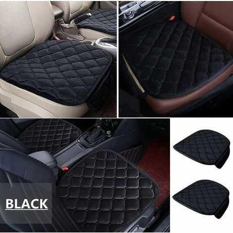 Coussin de Siège de Voiture Housse en Velours pour Arrière Chaise Siège Véhicule Protection Tapis Protection pour Animaux Compagnie (2 Siège Avant, Noir) (1/5)