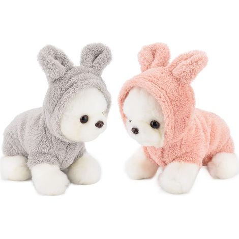Pet Fleece Winter Warm Sweater Soft Hoodie Jacket (Pink + Grey, S) 2 pcs (1/5)