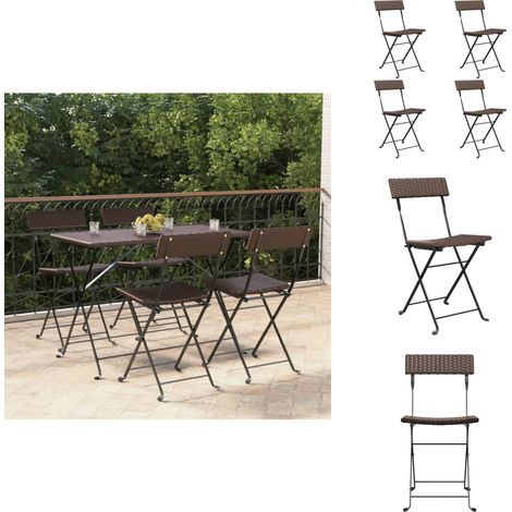 Chaises de bistrot pliantes lot de 4 Résine tressée et acier - Chaise Bistro - Chaise Pliante - Mobilier De Jardin - Résine Tressée - Fauteuil Extérieur (1/5)