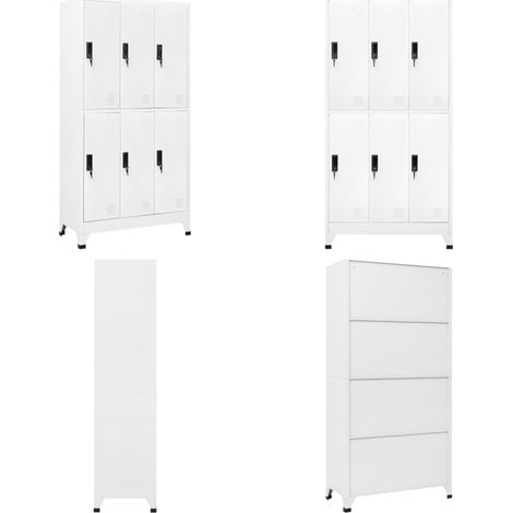 Armoire à casiers Blanc 90x45x180 cm Acier - Armoire À Casiers - Meuble De Rangement - Armoire Métallique - Armoire Blanche - Rangement Scolaire - Home & Living