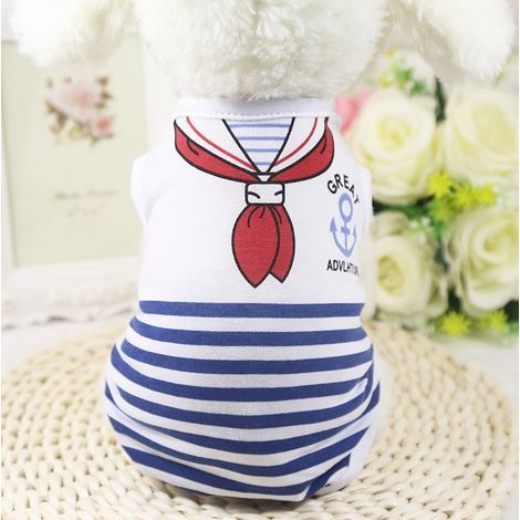 Hundebekleidung, gestreifte Welpen-Shirts, Matrosen-T-Shirt für Haustiere, Sommerkleidung, Hundebekleidung, Katzenbekleidung (blau, XL) (1/5)