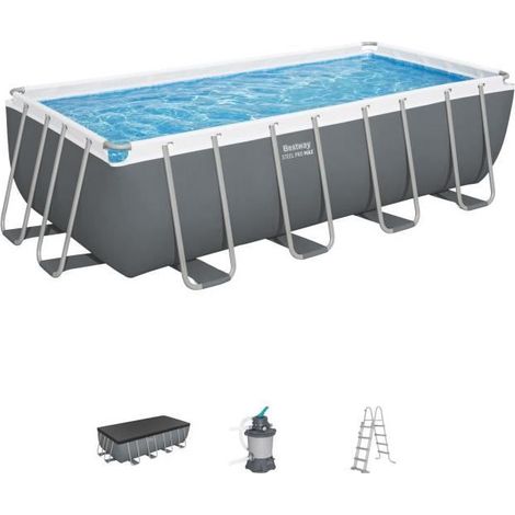 Piscina Desmontable Tubular Bestway Steel Pro Max Rectangular 488 x 244 x 122 cm con Depuradora de Arena de 3.596 l/h, Escalera y Cobertor (1/5)