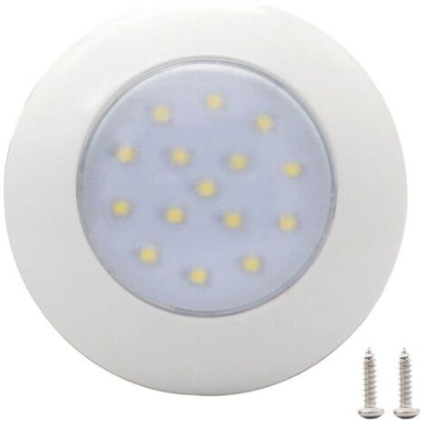Lámpara interior circular para automóviles con 15 LEDs, lámpara interior blanca impermeable de 12 V, 95 mm (1/4)