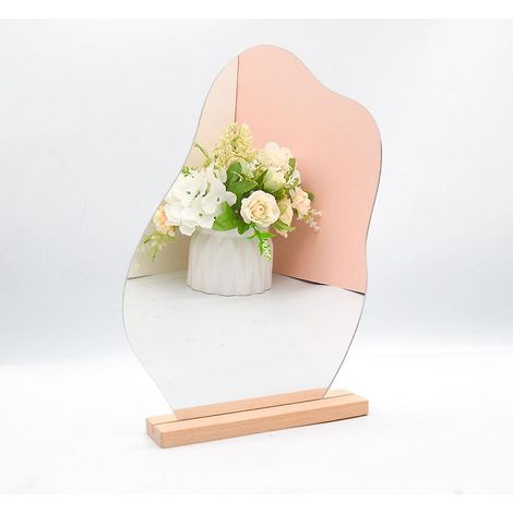 miroir De Maquillage En Acrylique Irrgulier 1, Miroir D'habillage Sans Cadre, Miroir De Bureau Esthtique, Couverts En Bois