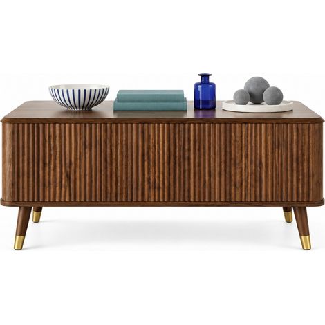 Tavolino sollevabile 97 x 52 x 56,5 cm in MDF noce con contenitore - CHICFURN (1/5)