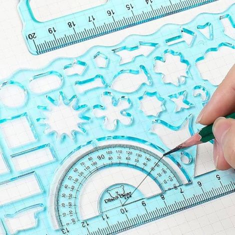 Pochoir Formes Géométriques - Lot de 7 Pièces en Plastique Rigide pour Dessin, Peinture et Bricolage Enfants - Usage Éducatif et Artistique (1/5)