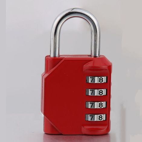 Cadenas à combinaison à 4 chiffres pour salle de sport, école, extérieur et casier des employés, rouge (1/5)