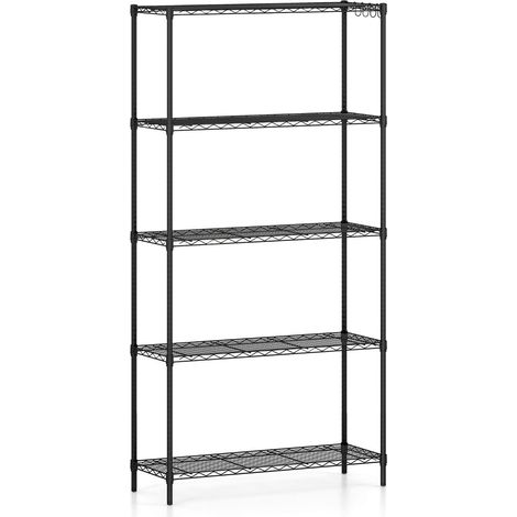 Scaffale portaoggetti 91 x 35 x 182 cm 5 ripiani regolabili robustezza garantita stile moderno metallo nero 200020099