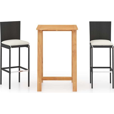 Maison Exclusive - Set Bar da Giardino 3 pz con Cuscini Nero (1/5)