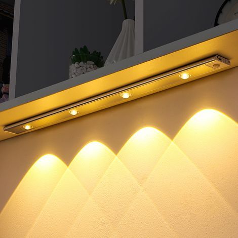 Luz LED para armario, luz LED para gabinetes con sensor de movimiento, luz con sensor para gabinetes de cocina, luz nocturna para armario, vestidor, escalera, baño 40cm (1/4)