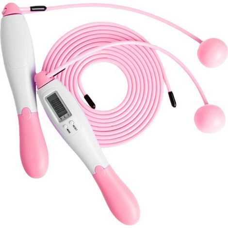 Corde à sauter électronique sans fil avec compteur numérique, batterie rechargeable, pour fitness et sport, rose (1/5)