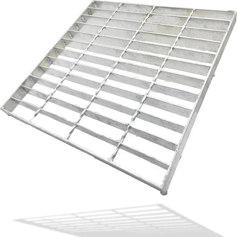 Grille Drainage Acier Galvanisé pour Caniveau Allée 391 x 391 mm Grille de drainage robuste B125 pour extérieur, garage et cour, acier galvanisé à chaud antirouille, carré, rectangle (1/5)