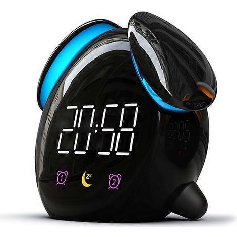 Réveil lumineux, réveil enfant, réveil numérique avec fonction snooze, noir, 2 alarmes, 7 couleurs de lumière de réveil, veilleuse LED avec réglage de l'heure (1/5)