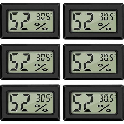 (6 unidades) Mini termómetro digital LCD higrómetro de temperatura y humedad -50-70 ℃ 10%-99% HR Termómetro portátil indicador de temperatura e higrómetro (1/4)