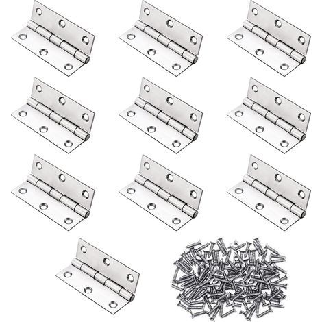 Charnière Inox,Charnière Porte,Charnières à Roulement,10PC 5534mm Paumelle,Charnière Plate,Charnière Invisible,Charnieres Meubles Pliantes,Avec 62PC Vis Pour La Maison Meubles Matériel Porte Tiroir (1/5)