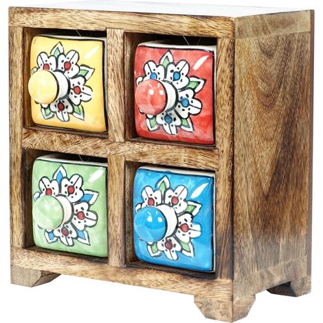 Signes Grimalt Especiero Decoracion  Especiero 4 Cajones Cajas Y Joyeros Marrón 11x16x16cm 32913