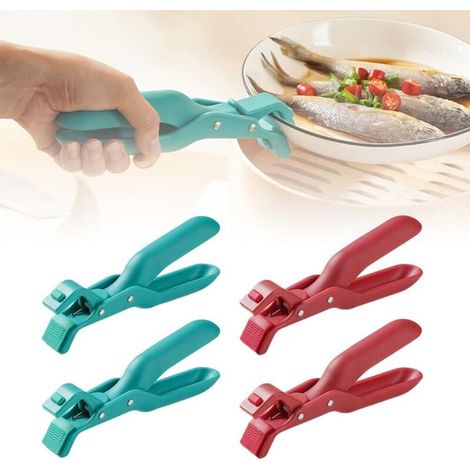 Multi-Purpose Anti-Burning Tongs for Kitchen, Anti-Scald Clip - Non-slip Silicone - Heat Insulation - Anti-scald Clip - for Hot Bowls - Plates (2 Rots +2 Grün) (1/5)