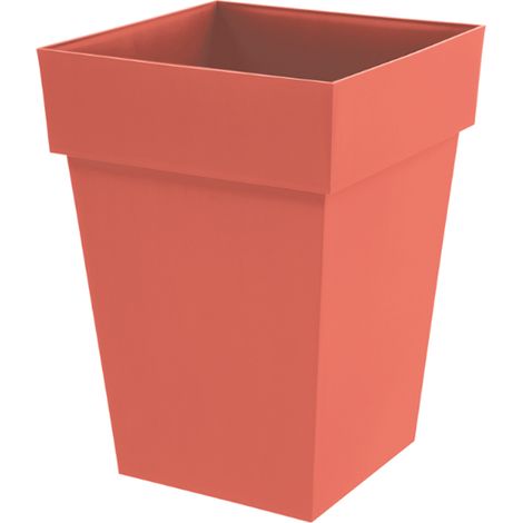 Pot de fleur mi-haut carré - Toscane - EDA - 39 x 39 x H. 53 cm - Intérieur / Extérieur - 51 L - Orange Terre Battue