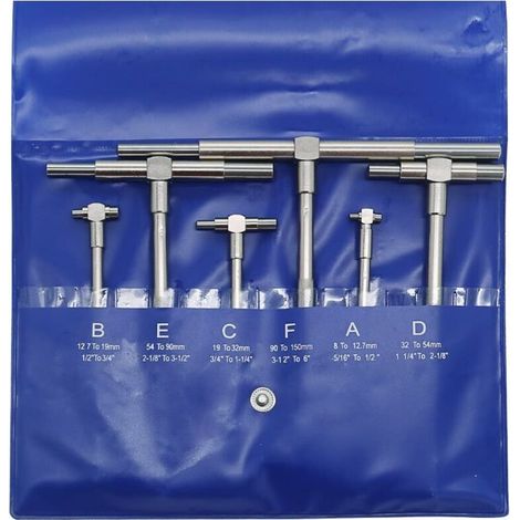 Jeu de Jauges Télescopiques Micrometre Interieur Jauge Interne- 6 pièces Jauge Télescopique de Diamètre Intérieur Réglable, 8-150mm (1/5)