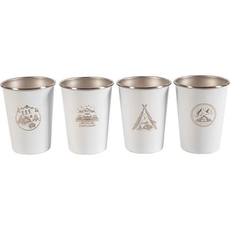 Lot de 4 gobelets isothermes de camping de 35 cl en acier inoxydable, incassables, pour bar.