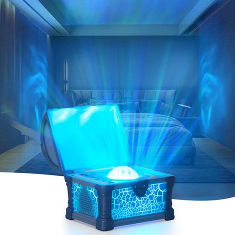 Projecteur d'aurores boréales, lampe LED avec minuterie, 12,8 x 10,5 x 10,7 cm, 8 couleurs et 4 modes, design unique en forme de coffre au trésor (1/5)