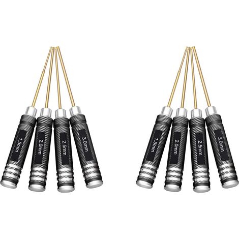 8 Pièces Séries de Tournevis Hexagonaux de 1,5/2,0/2,5/3,0 mm D'Outils pour Clé Hexagonale en Titane pour Outil FPV RC Multi-Axes (1/5)