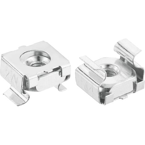 M4 x 0,7mm Cage Ecrou, 5Pcs Snap-in Cage Ecrous, Carbone Acier Zinc Plaqué Metric Ecrou pour Server Support Cabinet, Argent (1/5)