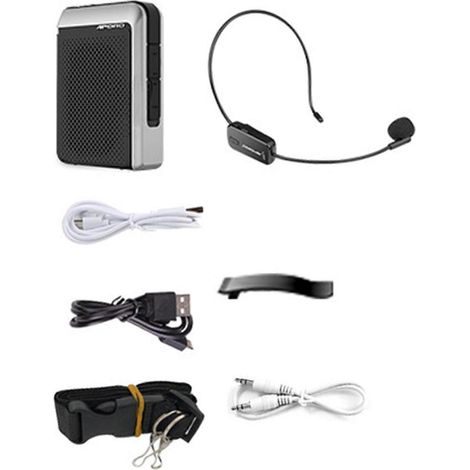 Deux enceintes portables Bluetooth sans fil APORO T18 professionnelles avec microphone, adaptées aux enseignants, aux écoles, aux guides touristiques, noires. (1/4)