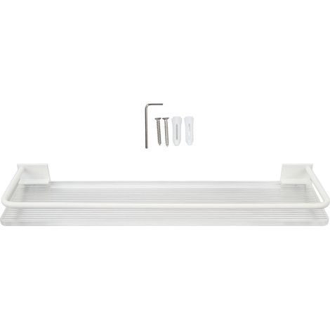 Étagère murale de salle de bain en acrylique sans poinçon, étagères flottantes montées en aluminium pour la maison sans tige (1/5)