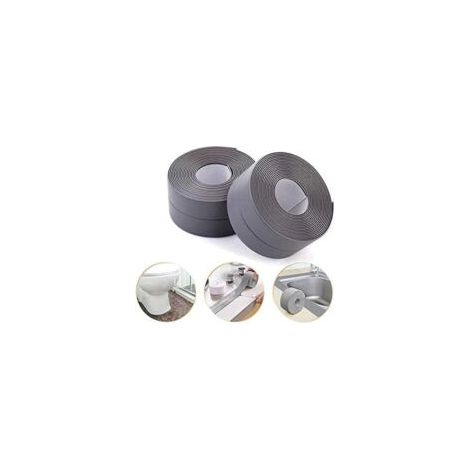 QORVA-Ruban d'étanchéité auto-adhésif anti-moisissure/étanche, ruban d'étanchéité PE pour salle de bain/cuisine/toilette/coin de mur-gris (lot de 2)
