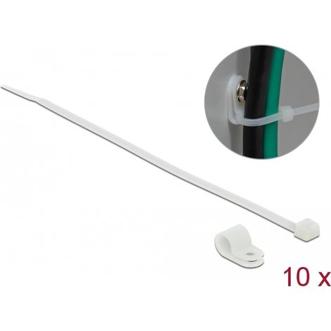 Delock Abrazadera de montaje de 7,9 mm con sujetacables LA 250 x AN 3,6 mm blanco