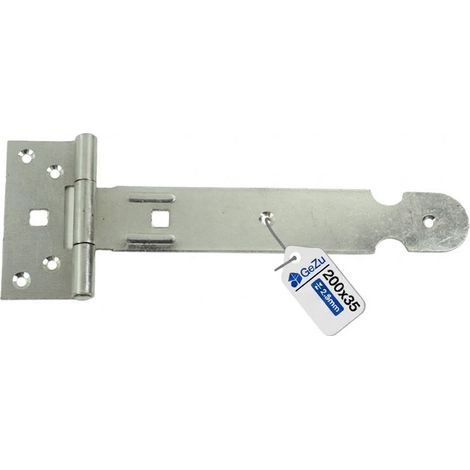 Charnière réglable galvanoplastie argentée avec plaque de fixation – Pour portail extérieur lourd – Charnière en T à crochet 200 x 35 mm – Fixation robuste pour porte et clôture – Charnière réglable/C