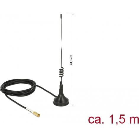 Delock WLAN 802.11 b/g/n Antena macho SMB 2 dBi omnidireccional fija con base magnÃ©tica y cable de conexiÃ³n RG-174 1,5 m para exteriores negro