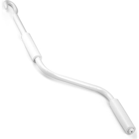 Manivelle pour auvent extérieur, barre d'actionnement pour stores enrouleurs, poignée métallique résistante avec crochet, rechange universelle pour auvents manuels (blanc, 120 cm) (1/5)