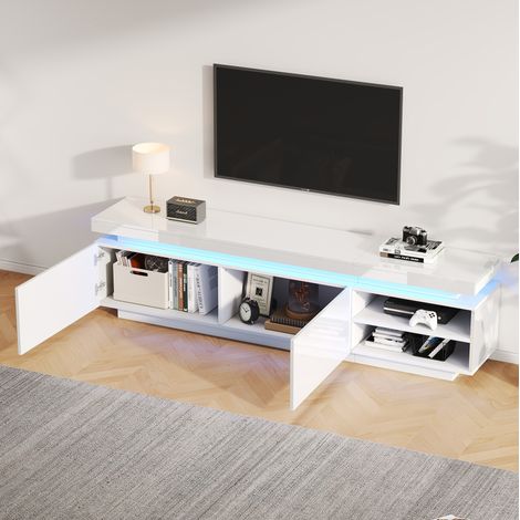 Mobile TV lucido con LED 170 x 35 x 50 cm per TV fino a 70 pollici bianco DESVIAE (1/5)