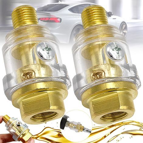 2 Pieces Mini Inline Lubricator, Pneumatic Oiler, Mini Automatic Lubricator, Compressed Air-Mini Mist Lubricator 1/4", for Compressed Air Tools, Impact Driver (1/5)
