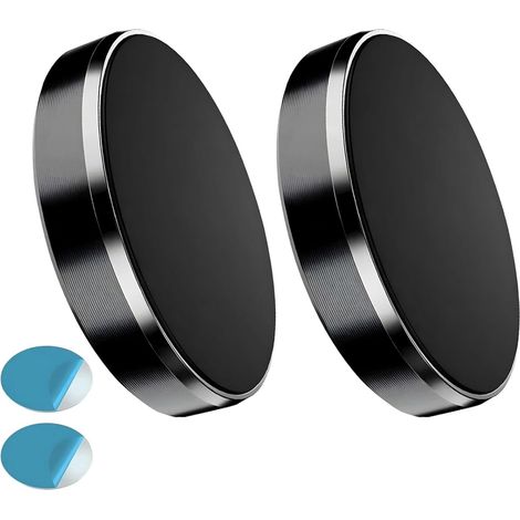 2-teilige magnetische Autohalterung, runde magnetische Autohalterung mit Metallplatten, universeller selbstklebender runder Magnet für iPhone, Samsung, Huawei und GPS-Geräte, Schwarz