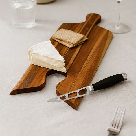 Planche à Découper de Cuisine en Bois Teck Massif Indo - 14x150x450mm (1/4)